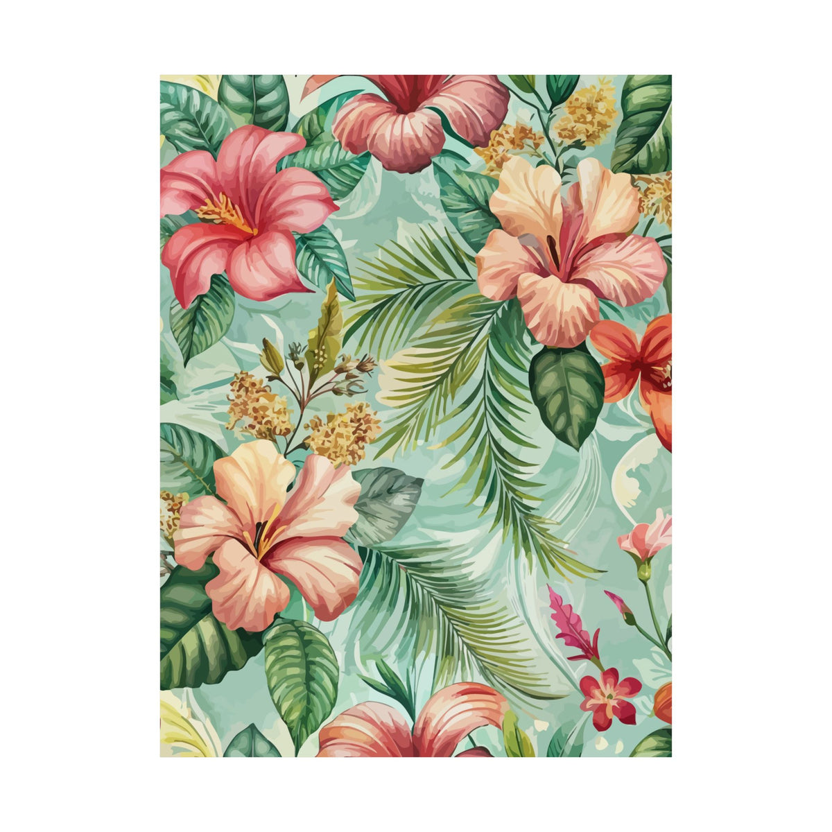 Folk Floral Pattern, Balinese Inspired 04 - 18 in x 24 in Matte Poster