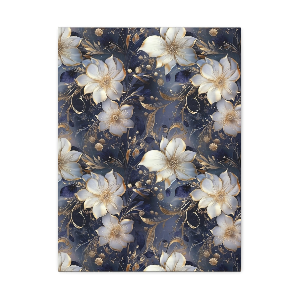 Nocturnal Bloom Pattern 010 - 18 in x 24 in Matte Canvas, Stretched, 1.25 in
