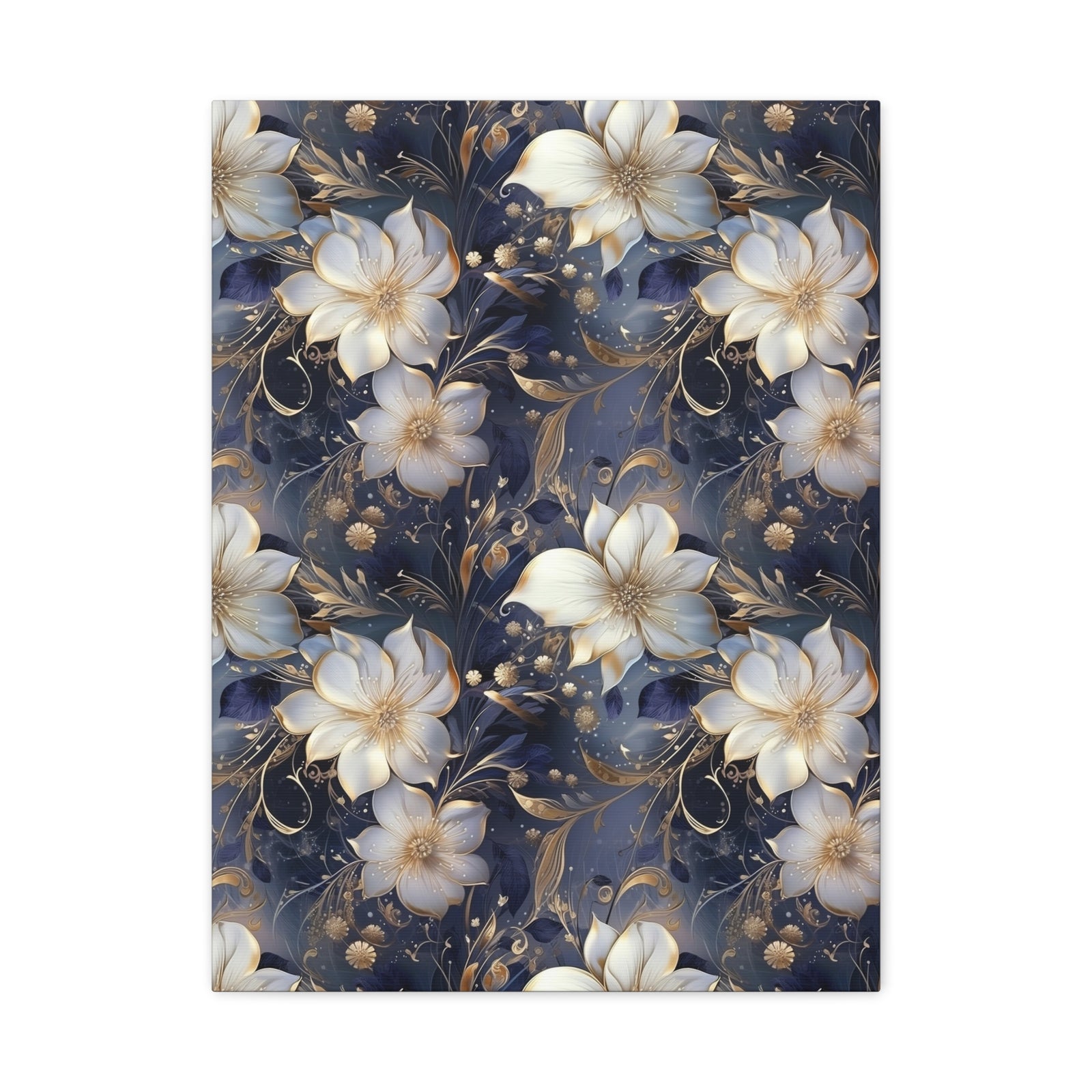 Nocturnal Bloom Pattern 010 - 18 in x 24 in Matte Canvas, Stretched, 1.25 in