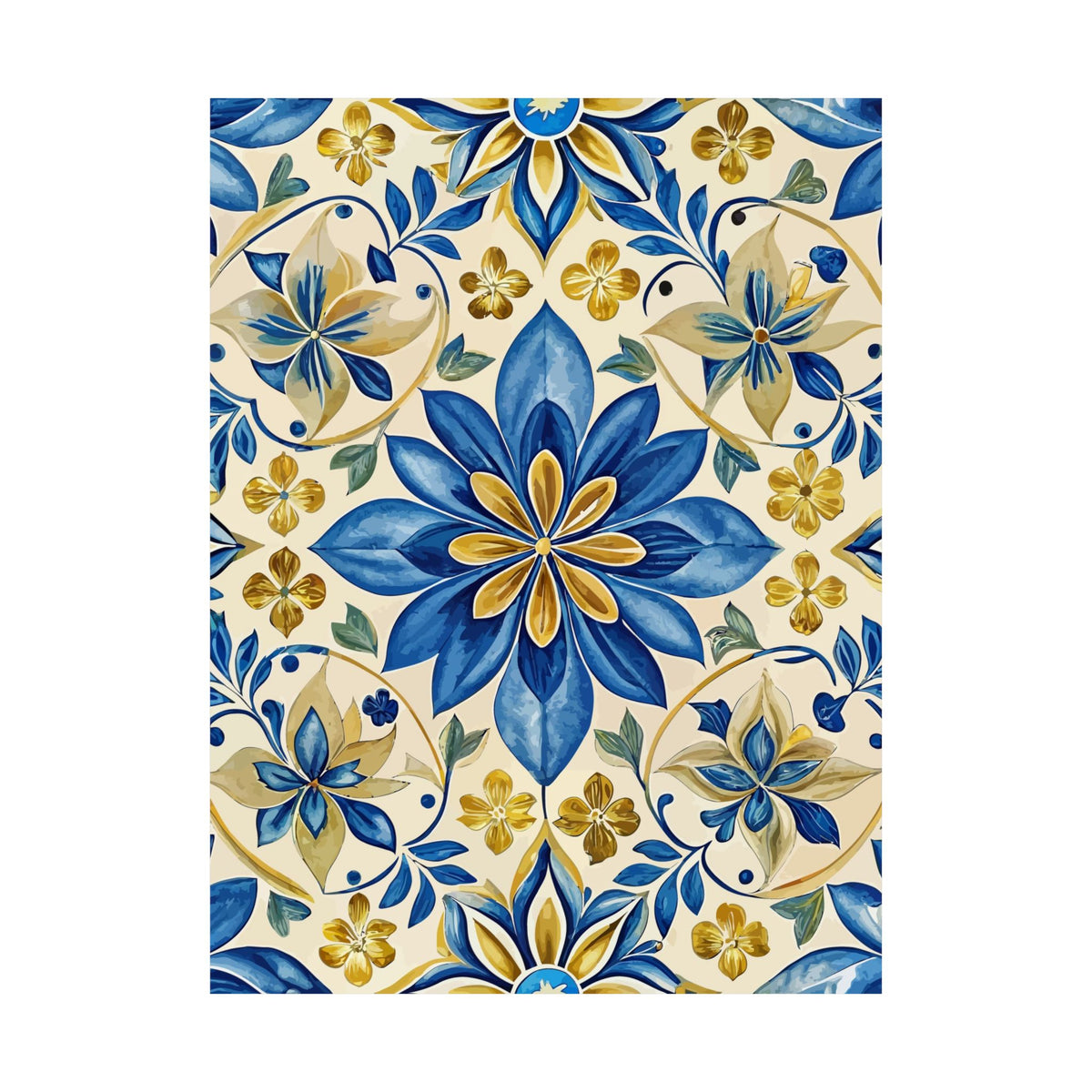 Folk Floral Pattern, Portuguese Inspired 02 - 18 in x 24 in Matte Poster