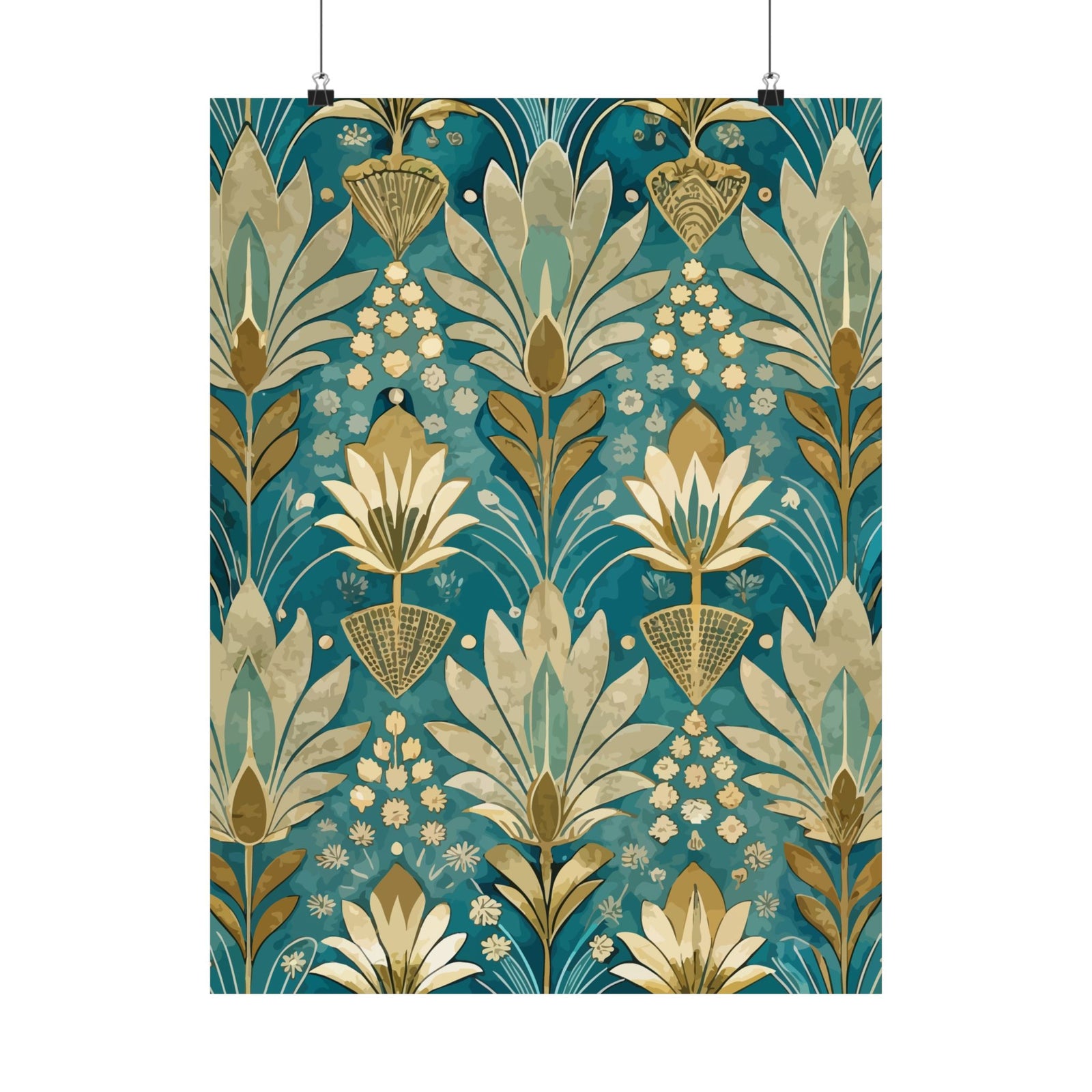 Folk Floral Pattern, Egyptian Inspired 02 - 18 in x 24 in Matte Poster