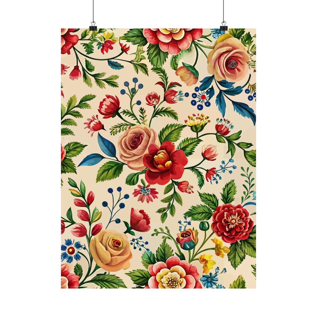 Folk Floral Pattern, Romanian Inspired 04 - 18 in x 24 in Matte Poster