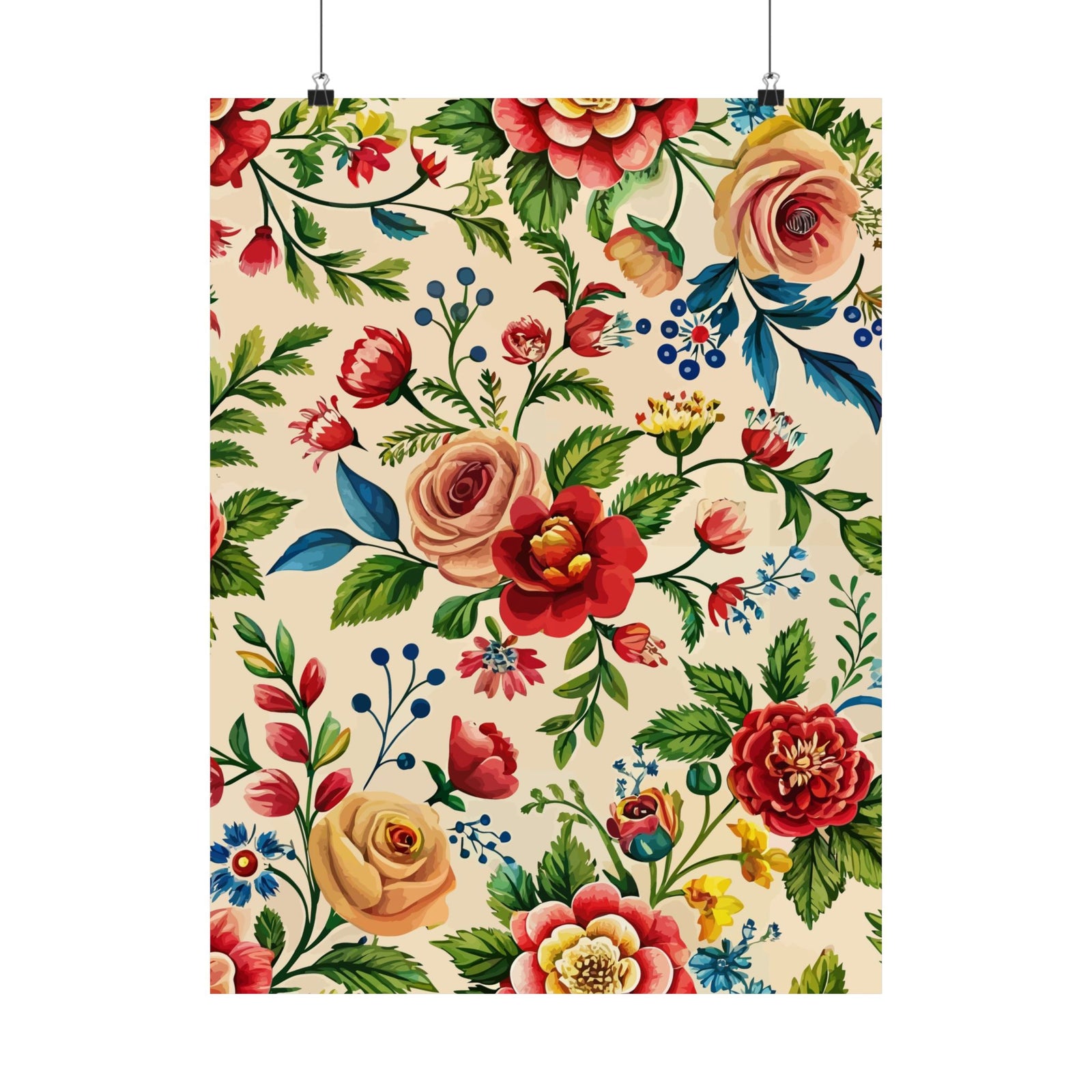 Folk Floral Pattern, Romanian Inspired 04 - 18 in x 24 in Matte Poster