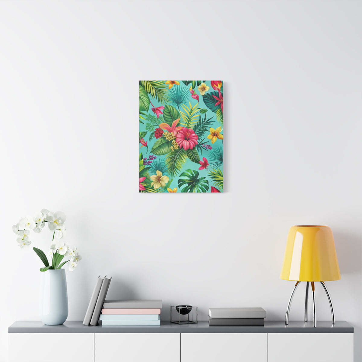 Folk Floral Pattern, Brazilian Inspired 04 - 18 in x 24 in Matte Canvas, Stretched, 1.25 in