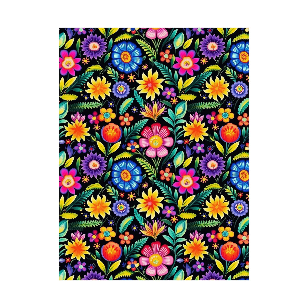 Mexican Floral Fiesta Pattern 029 - 18 in x 24 in Matte Poster