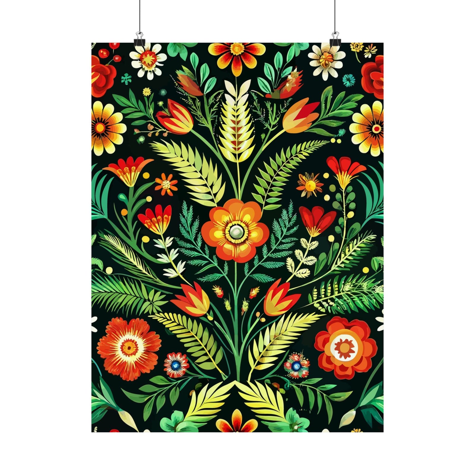 Folk Floral Pattern, Polish Inspired 02 - 18 in x 24 in Matte Poster