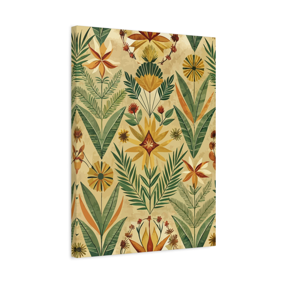 Folk Floral Pattern, Kenyan Inspired 02 - 18 in x 24 in Matte Canvas, Stretched, 1.25 in