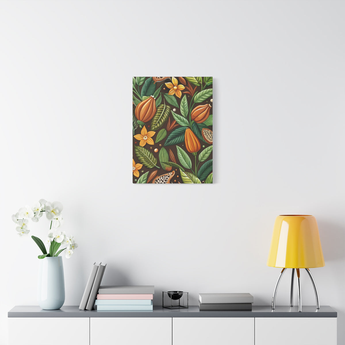 Folk Floral Pattern, Mayan Inspired 02 - 18 in x 24 in Matte Canvas, Stretched, 1.25 in