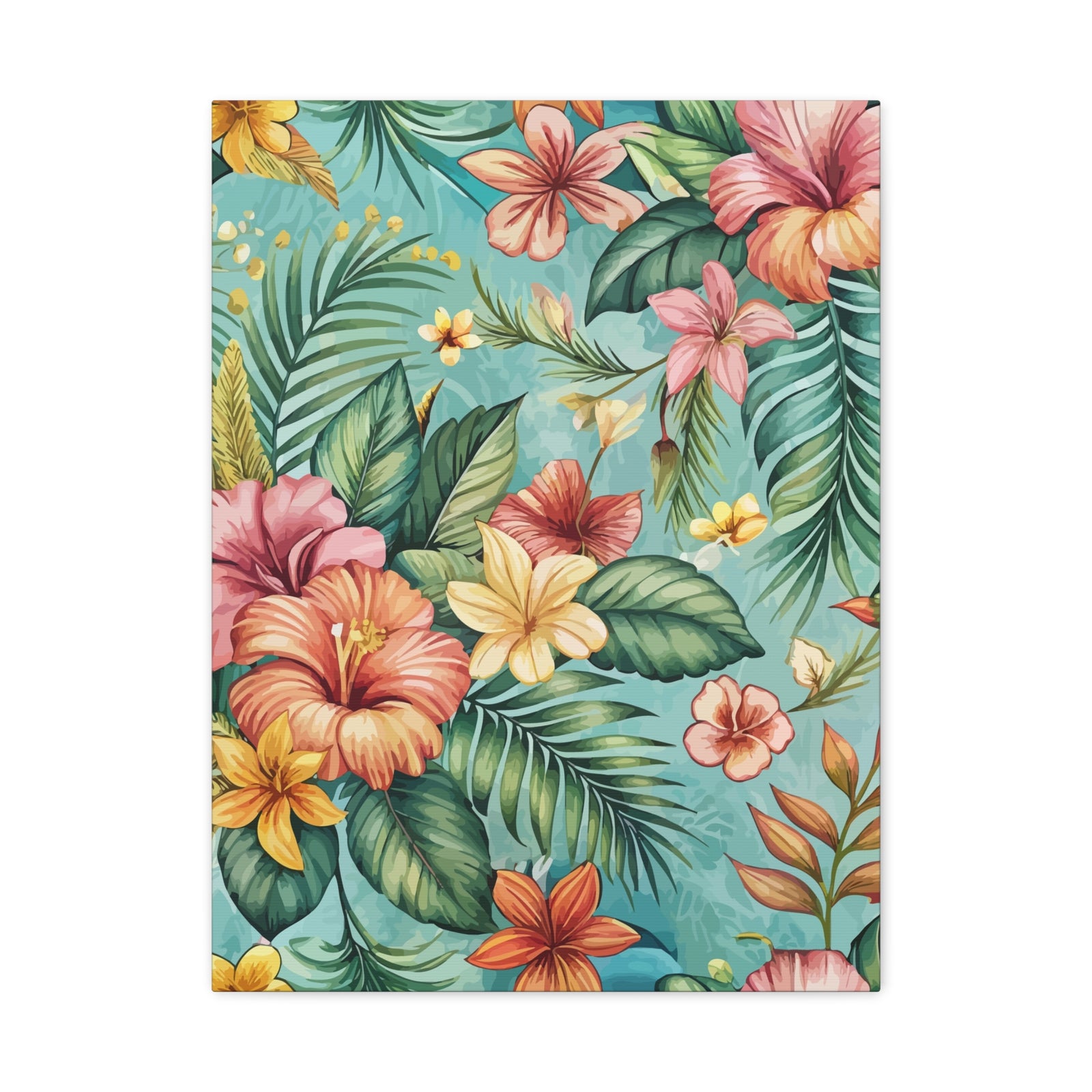 Folk Floral Pattern, Balinese Inspired 01 - 18 in x 24 in Matte Canvas, Stretched, 1.25 in