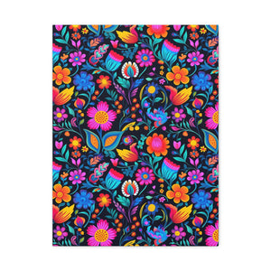 Mexican Floral Fiesta Pattern 049 - 18 in x 24 in Matte Canvas, Stretched, 1.25 in