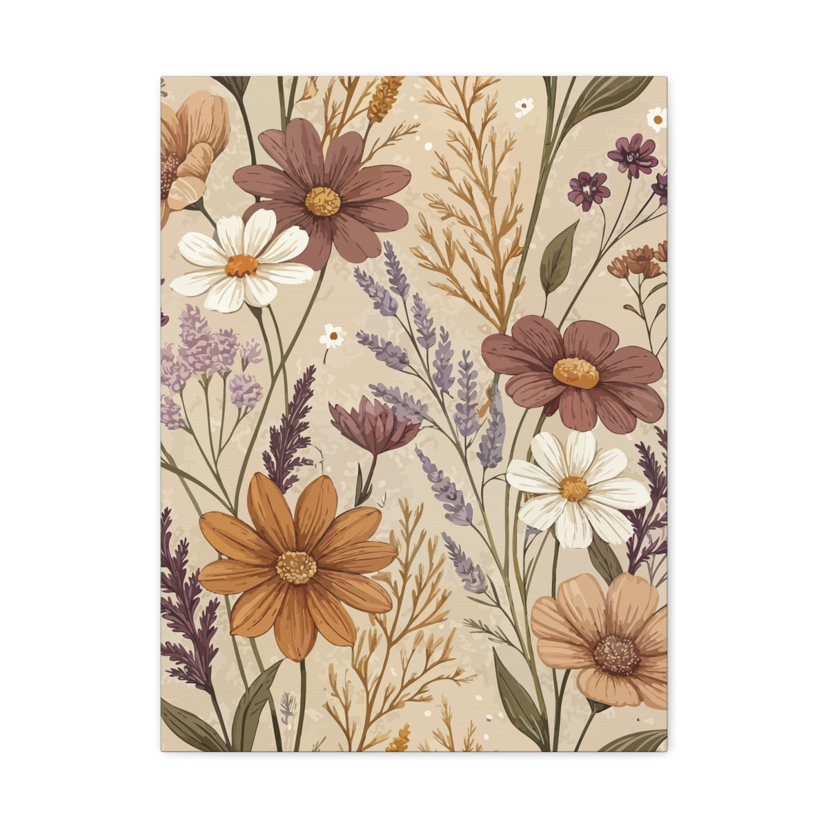 Wildflowers Pattern 075 - 18 in x 24 in Matte Canvas, Stretched, 1.25 in