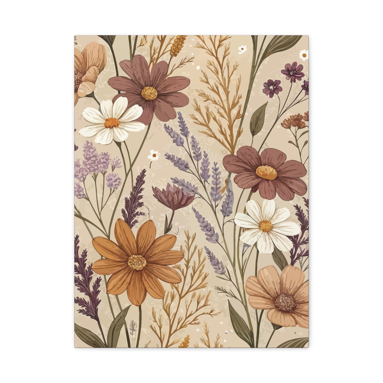 Wildflowers Pattern 075 - 18 in x 24 in Matte Canvas, Stretched, 1.25 in