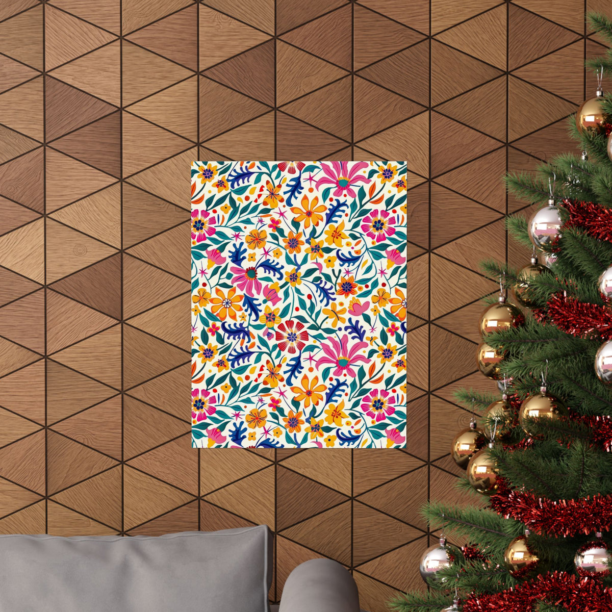 Mexican Floral Fiesta Pattern 003 - 18 in x 24 in Matte Poster