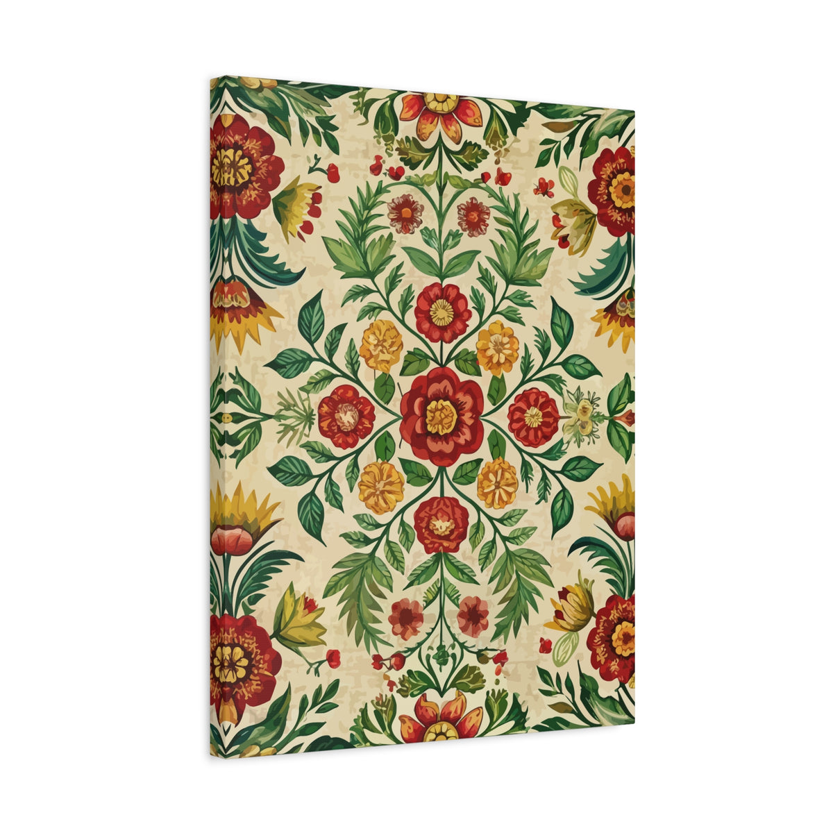 Folk Floral Pattern, Romanian Inspired 05 - 18 in x 24 in Matte Canvas, Stretched, 1.25 in