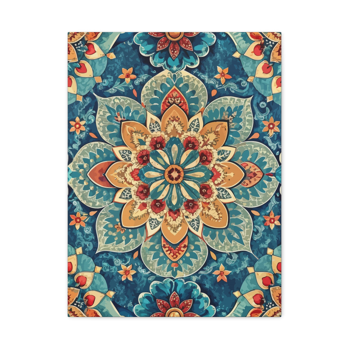 Folk Floral Pattern, Moroccan Inspired 05 - 18 in x 24 in Matte Canvas, Stretched, 1.25 in