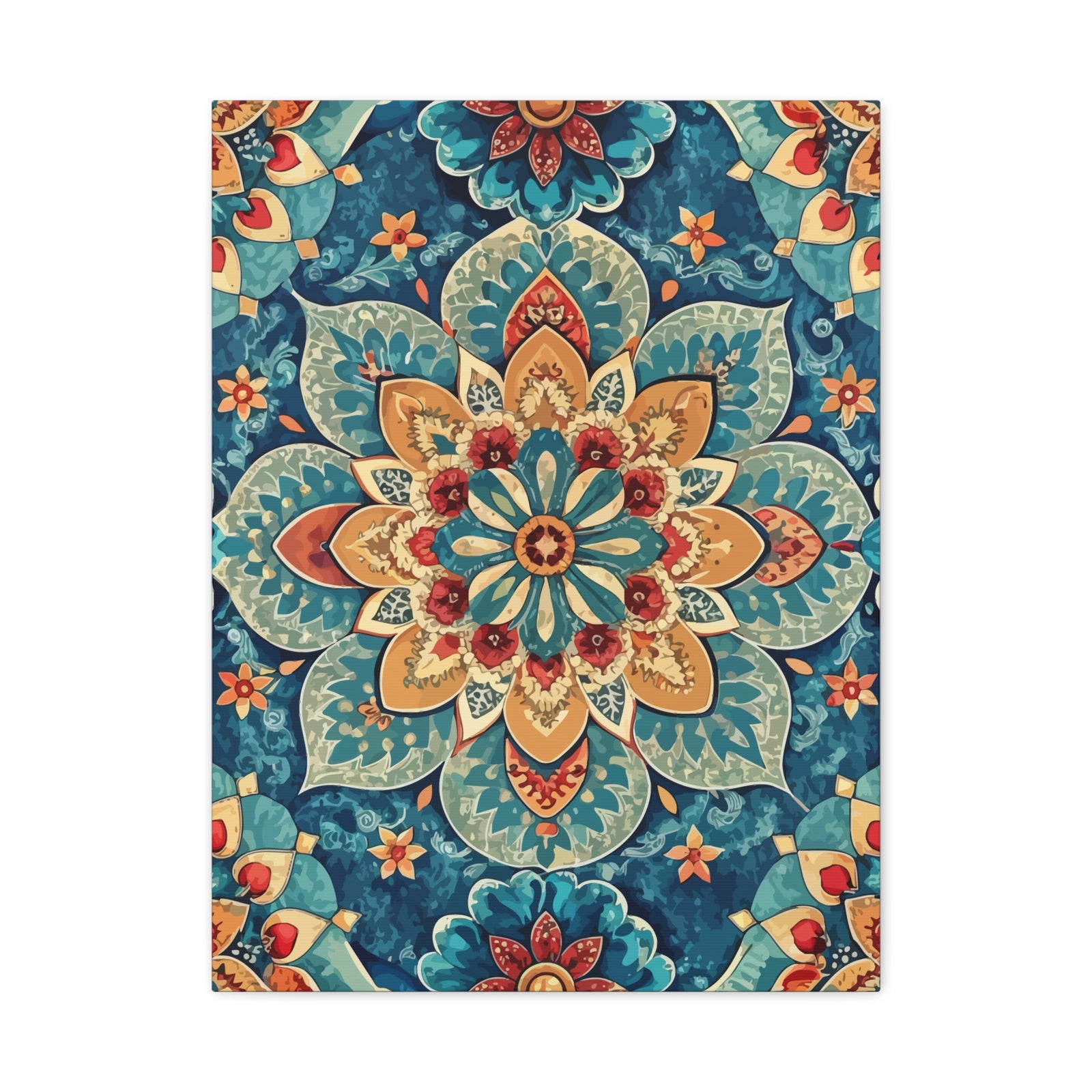 Folk Floral Pattern, Moroccan Inspired 05 - 18 in x 24 in Matte Canvas, Stretched, 1.25 in