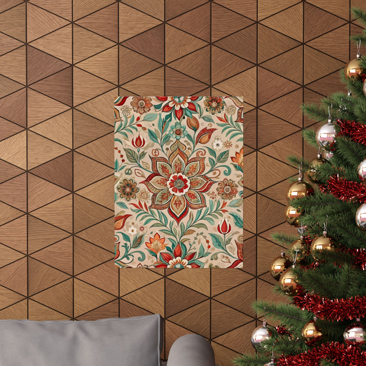 Folk Floral Pattern, Moroccan Inspired 03 - 18 in x 24 in Matte Poster