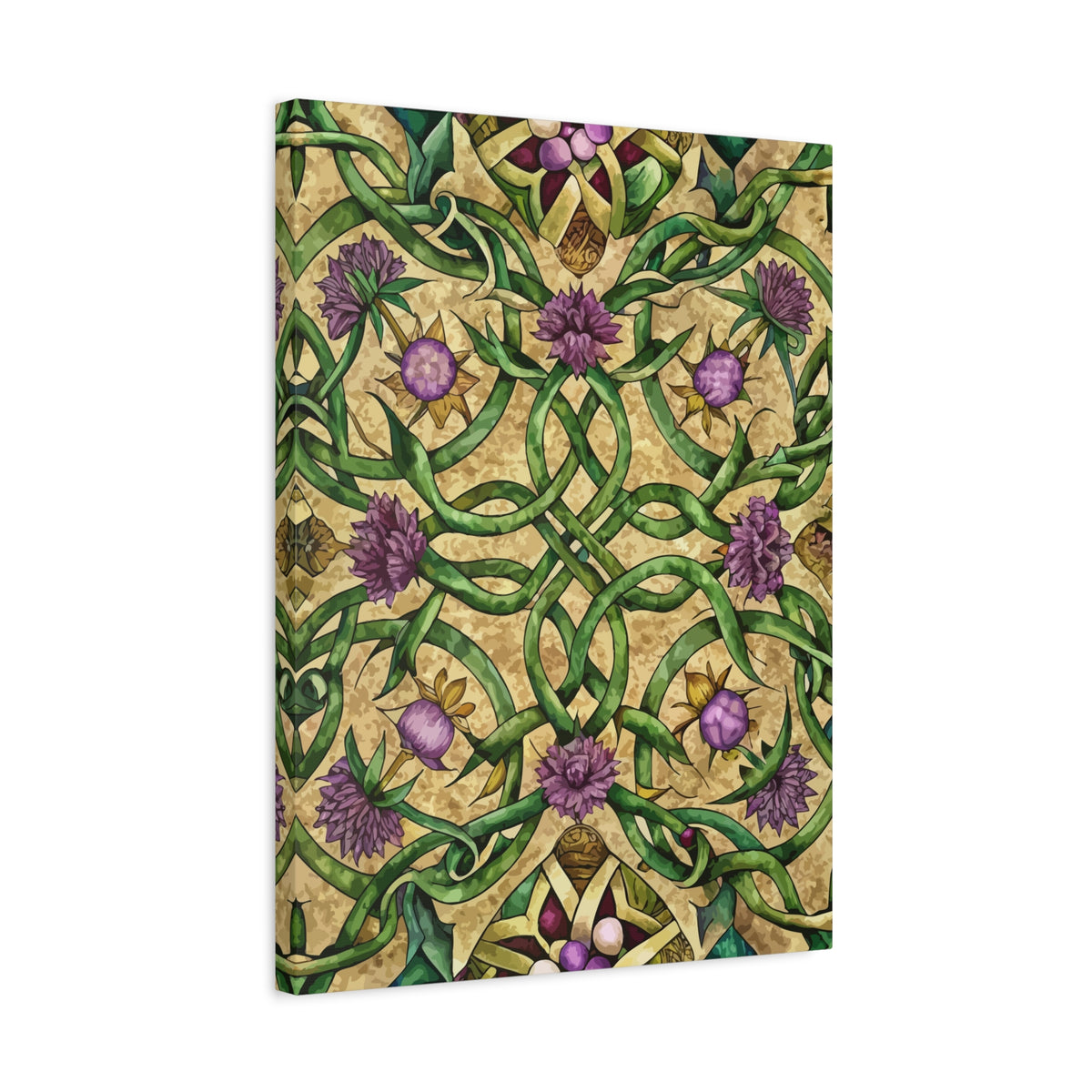 Folk Floral Pattern, Celtic Inspired 05 - 18 in x 24 in Matte Canvas, Stretched, 1.25 in