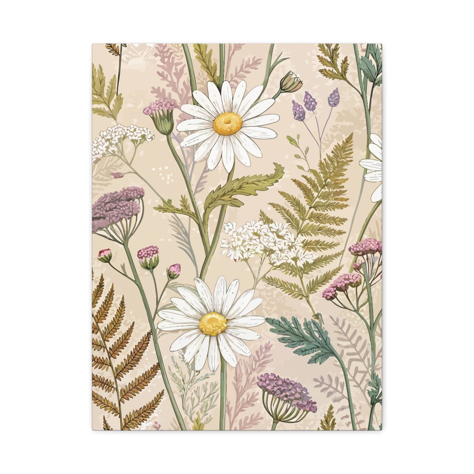 Wildflowers Pattern 050 - 18 in x 24 in Matte Canvas, Stretched, 1.25 in