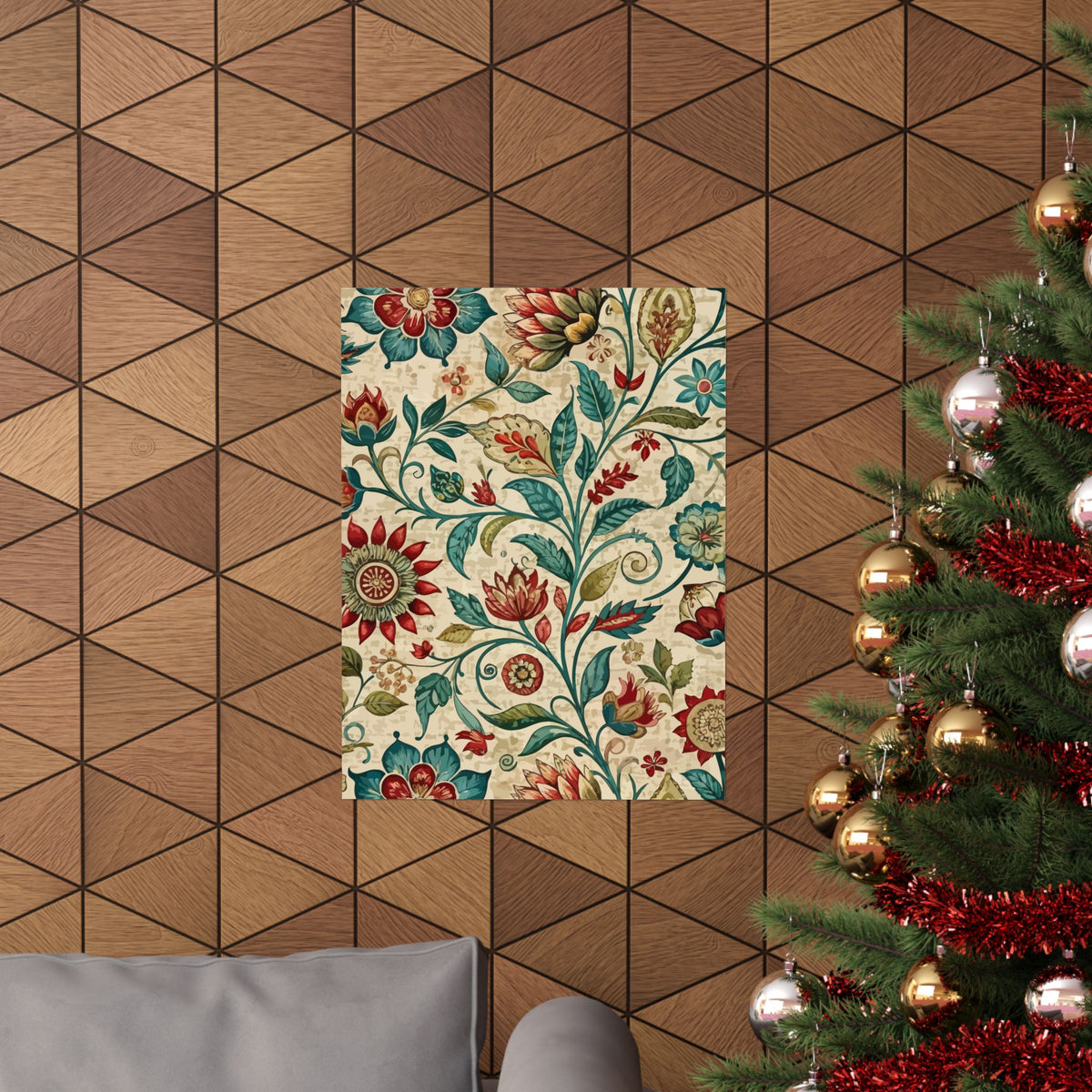 Folk Floral Pattern, Indian Inspired 06 - 18 in x 24 in Matte Poster