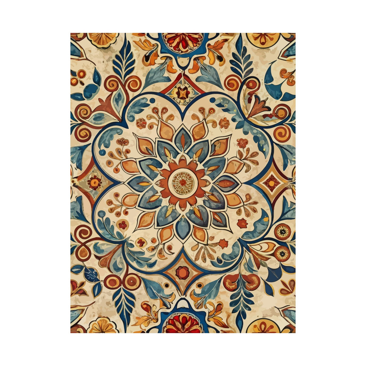 Folk Floral Pattern, Moroccan Inspired 06 - 18 in x 24 in Matte Poster