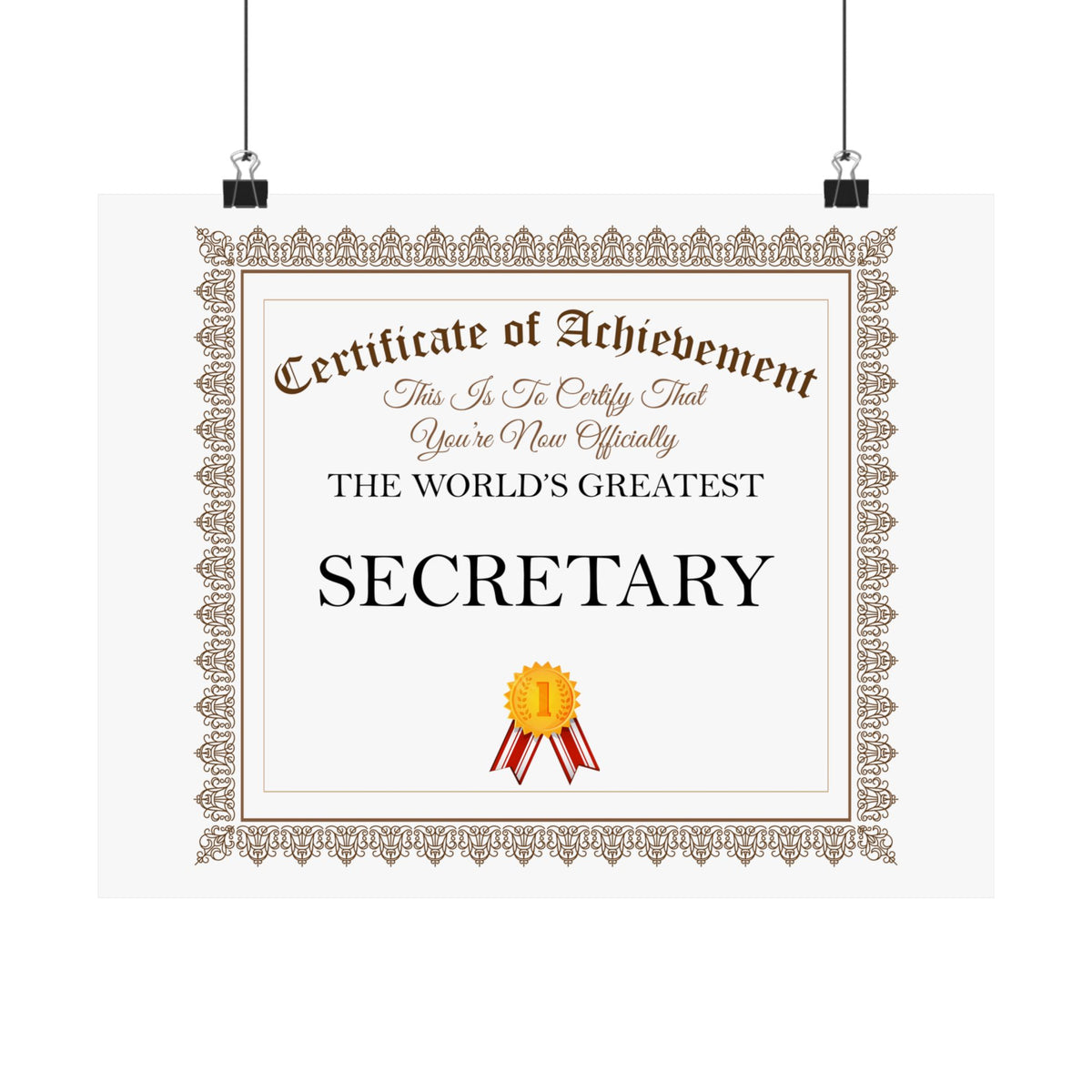 World's Greatest Secretary - 14 in x 11 in Matte Poster