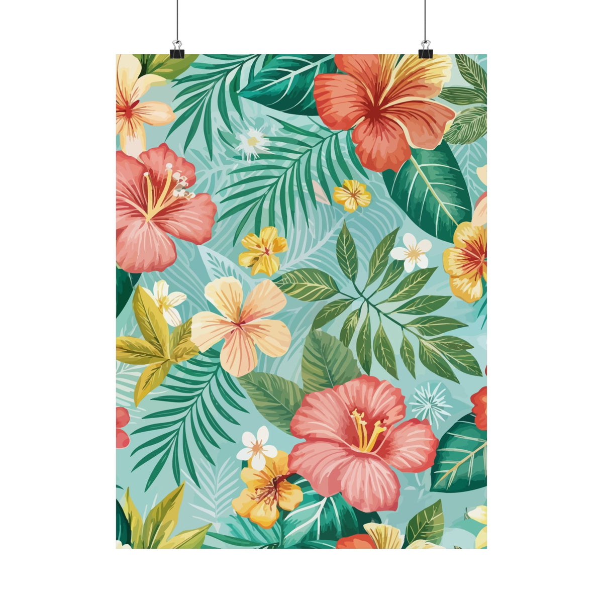 Folk Floral Pattern, Hawaiian Inspired 01 - 18 in x 24 in Matte Poster