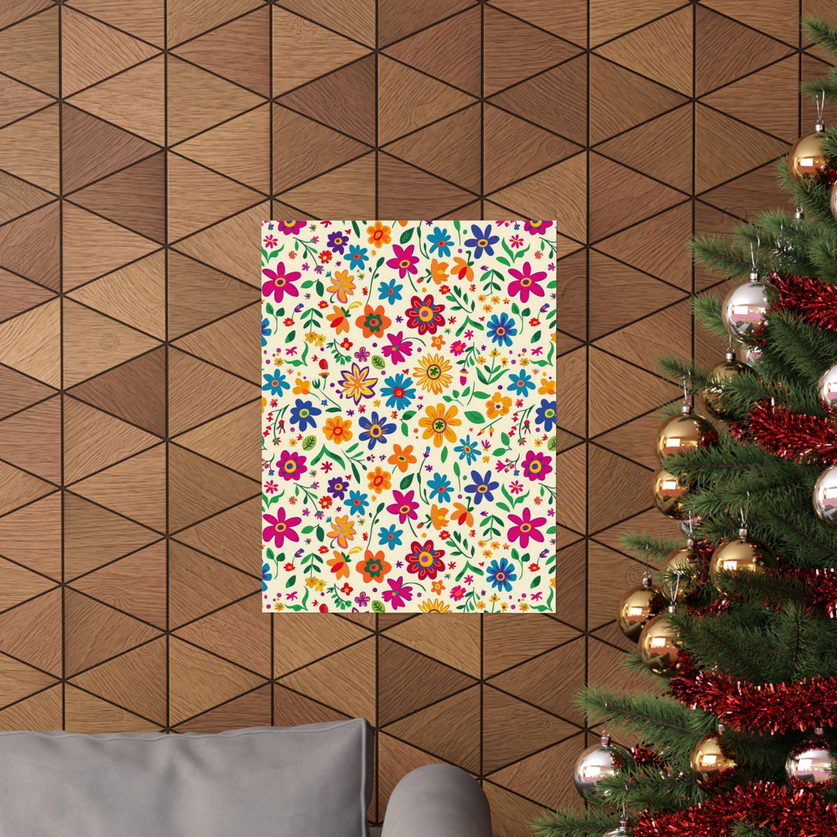 Mexican Floral Fiesta Pattern 005 - 18 in x 24 in Matte Poster