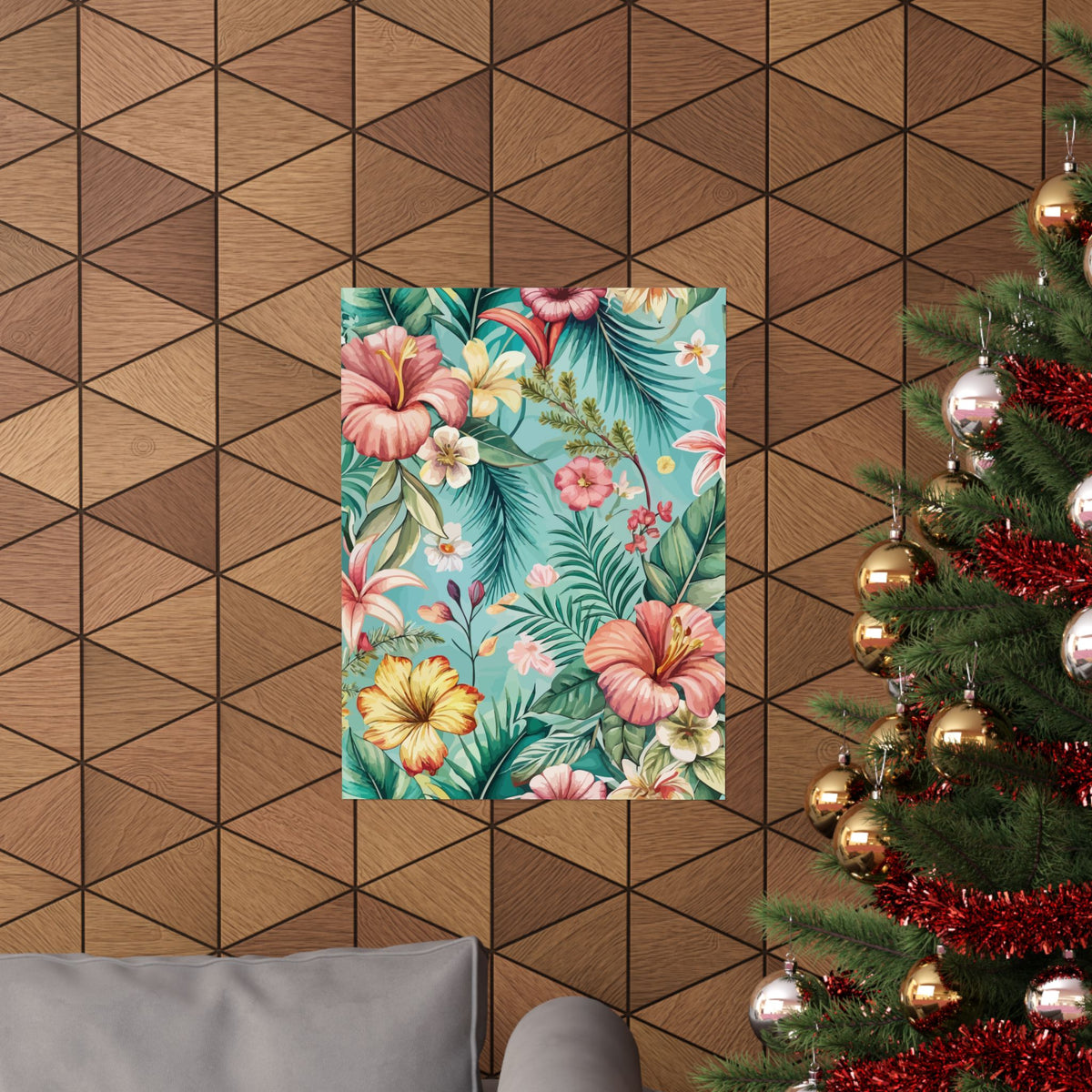 Folk Floral Pattern, Balinese Inspired 02 - 18 in x 24 in Matte Poster