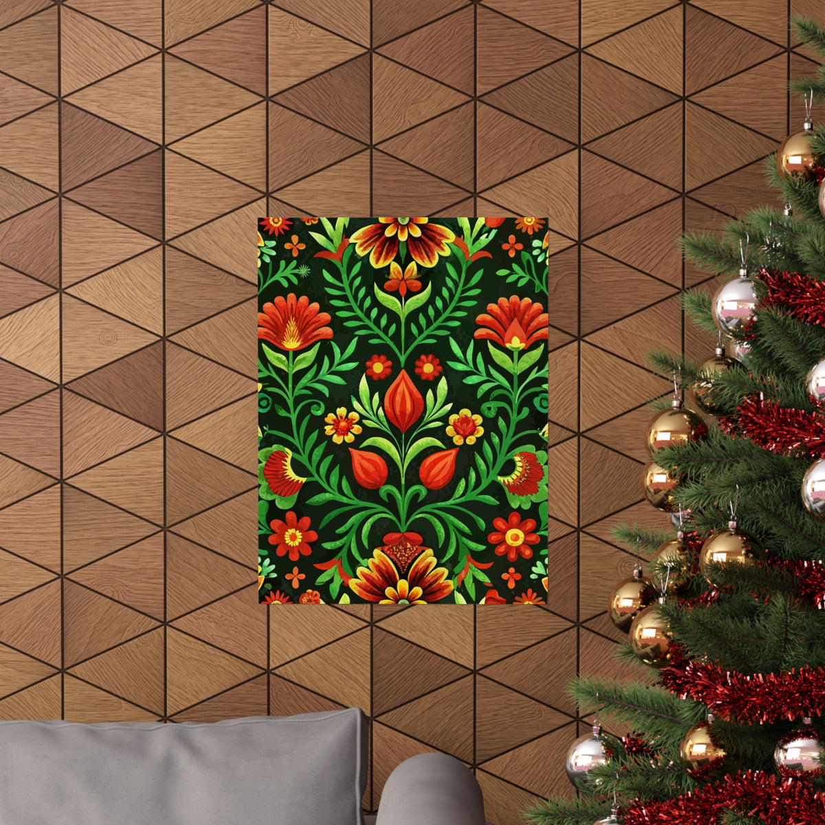 Folk Floral Pattern, Hungarian Inspired 05 - 18 in x 24 in Matte Poster