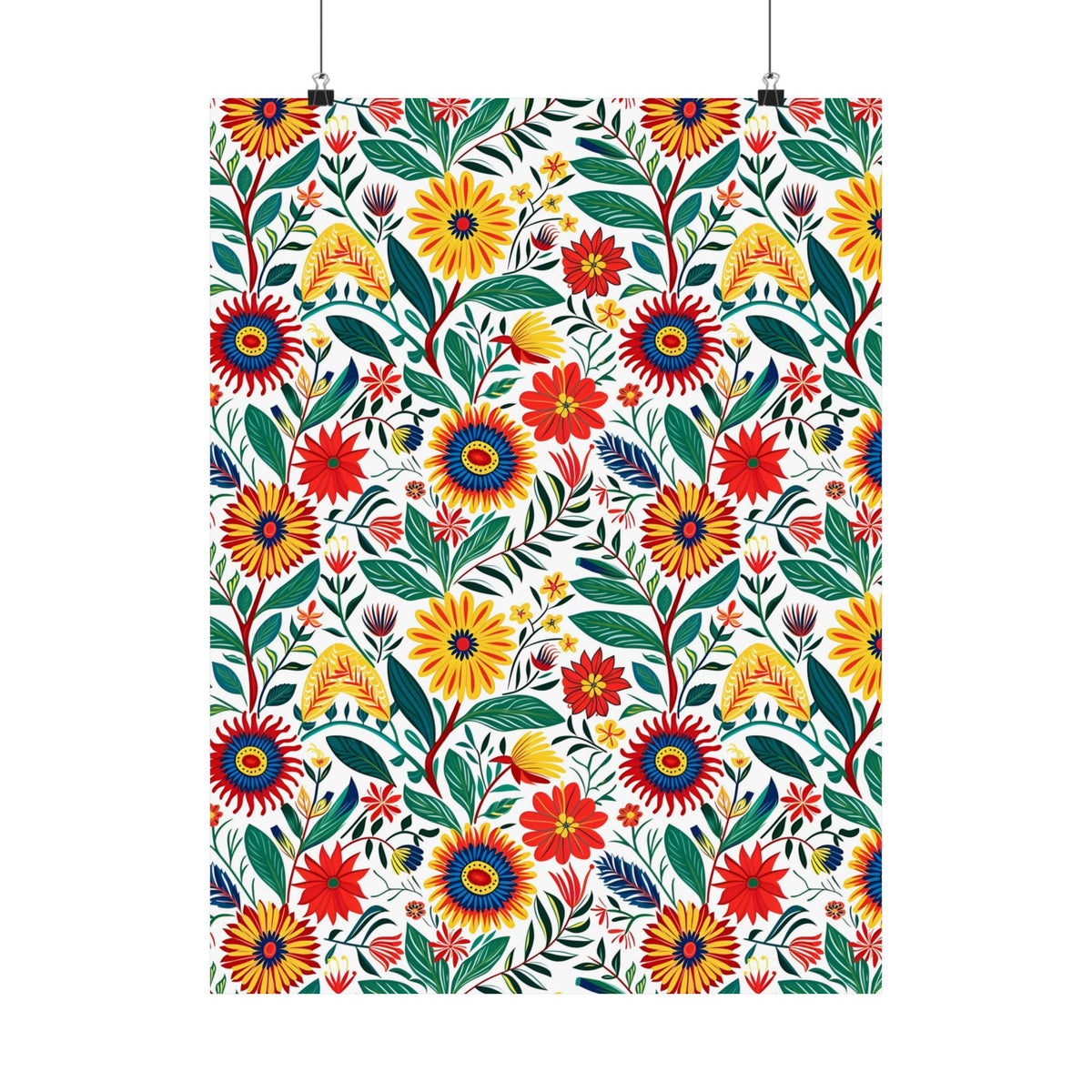 Mexican Floral Fiesta Pattern 023 - 18 in x 24 in Matte Poster