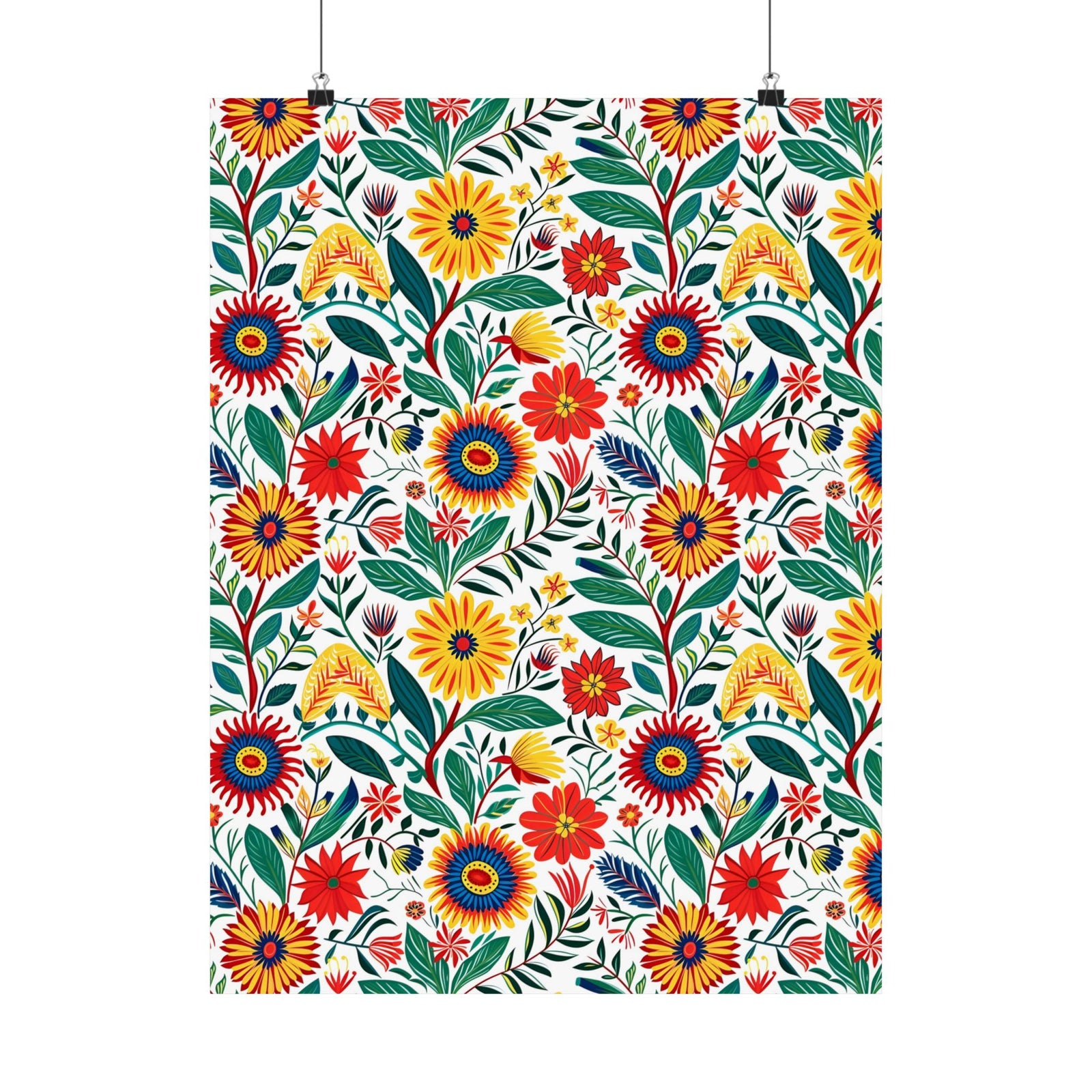Mexican Floral Fiesta Pattern 023 - 18 in x 24 in Matte Poster