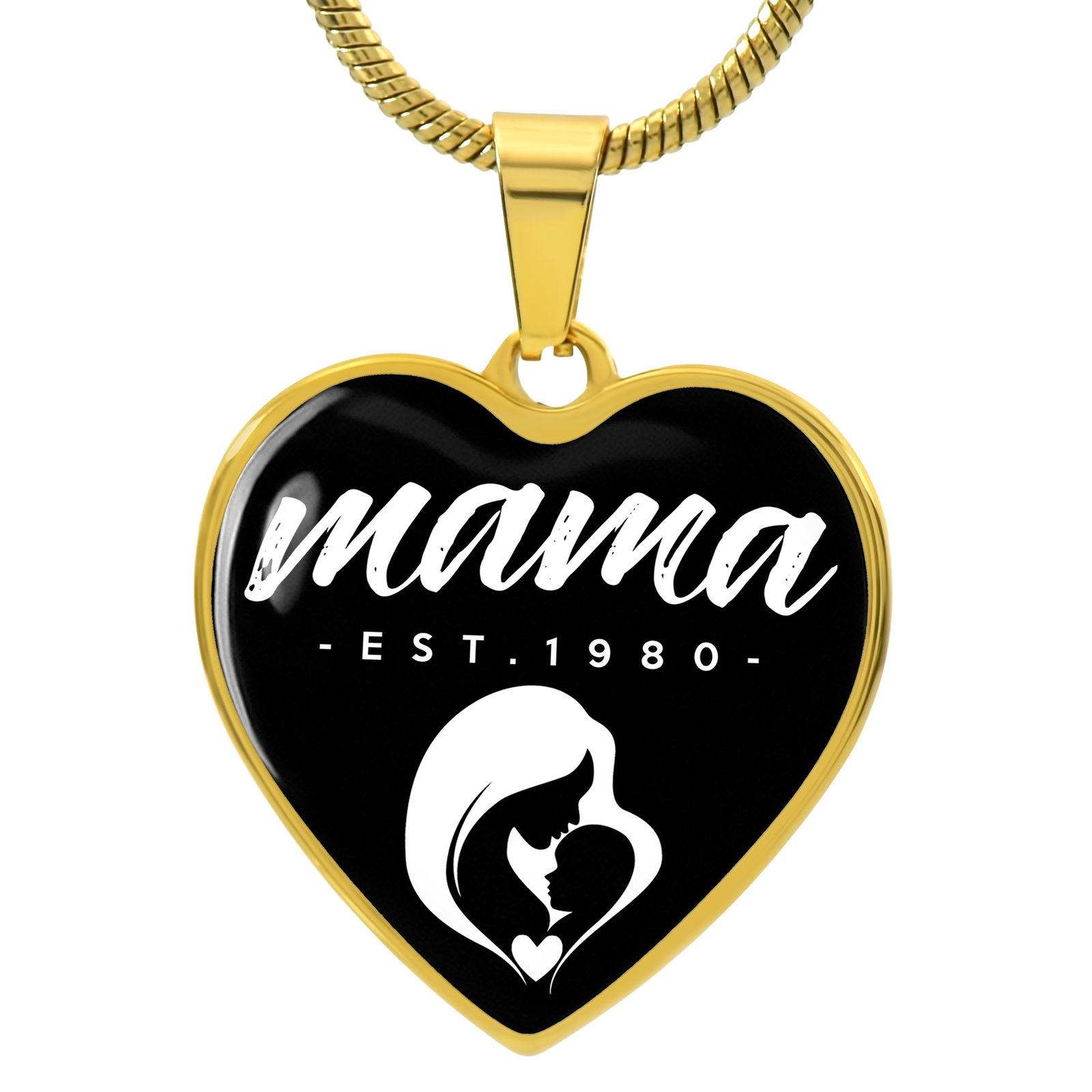 Mama, Est. 1980 v3 - 18k Gold Finished Heart Pendant Luxury Necklace