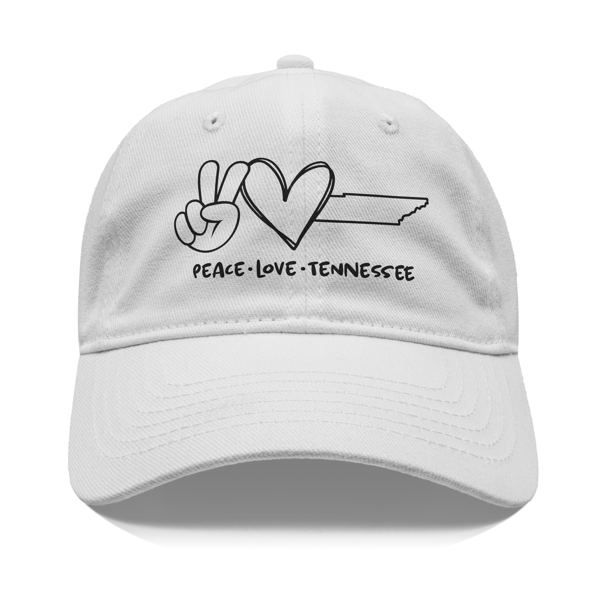 Peace_Love_Tennessee_-_White_Cotton_Hat_Front_White_Mockup.png