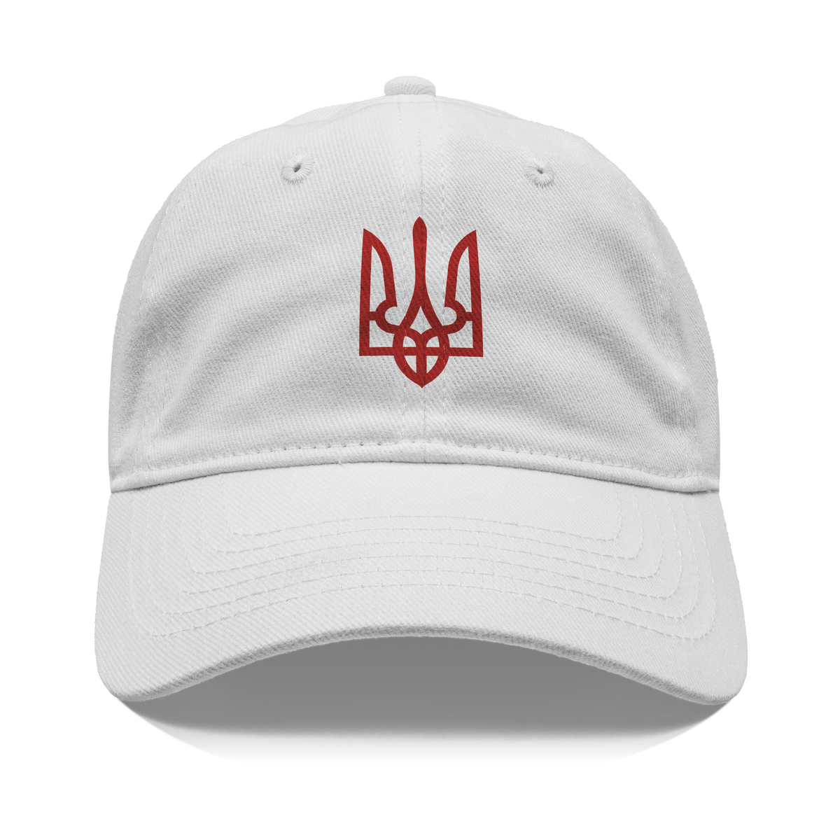Tryzub_Red_-_White_Cotton_Hat_Front_White_Mockup.png