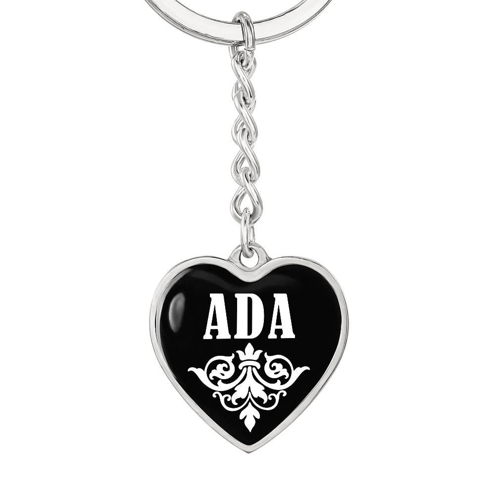 Ada v01w - Heart Pendant Luxury Keychain