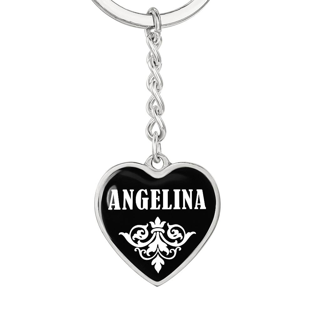 Angelina v01w - Heart Pendant Luxury Keychain