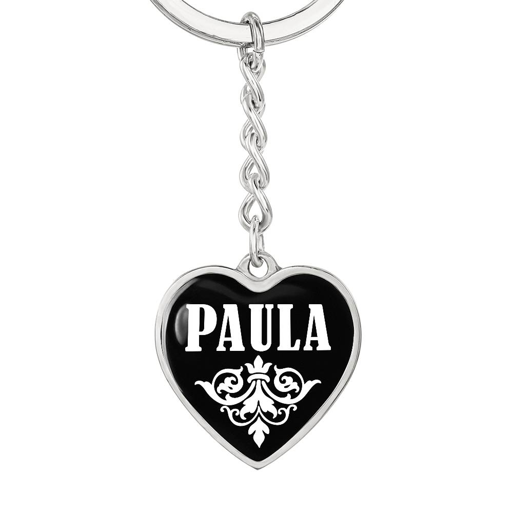 Paula v01w - Heart Pendant Luxury Keychain