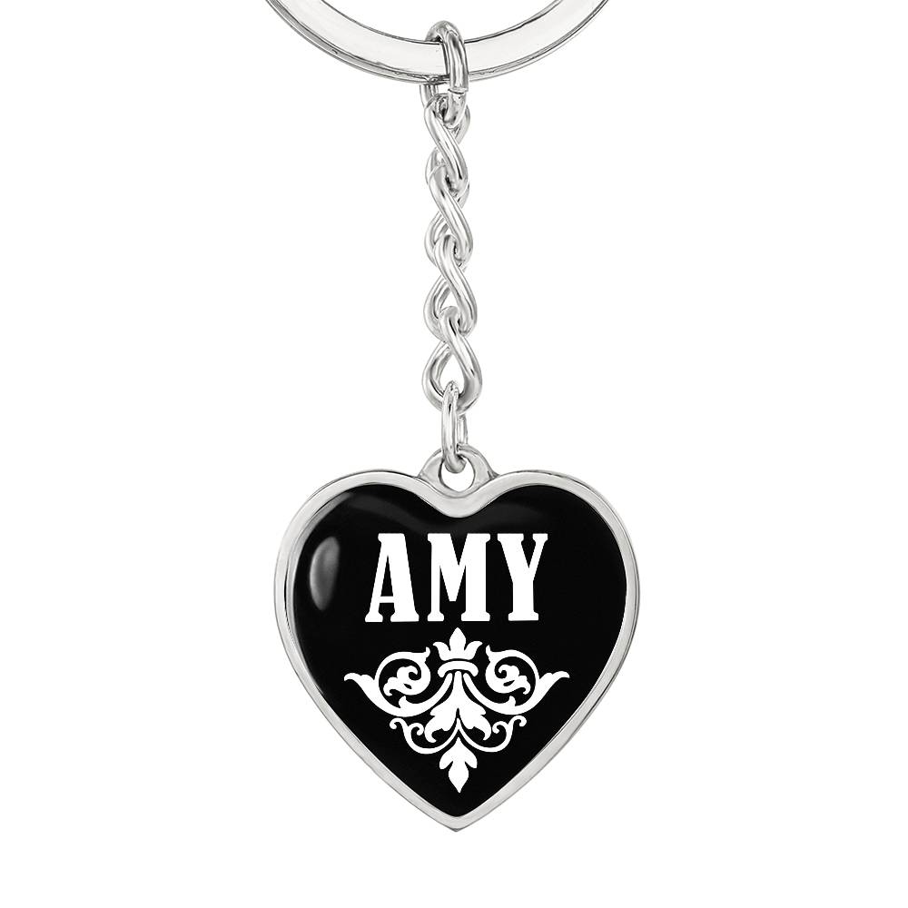 Amy v01w - Heart Pendant Luxury Keychain