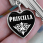 Priscilla v01w - Heart Pendant Luxury Keychain