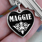 Maggie v01w - Heart Pendant Luxury Keychain