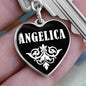 Angelica v01w - Heart Pendant Luxury Keychain