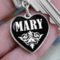 Mary v01w - Heart Pendant Luxury Keychain