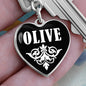 Olive v03 - Heart Pendant Luxury Keychain
