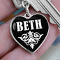 Beth v01w - Heart Pendant Luxury Keychain