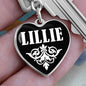Lillie v01w - Heart Pendant Luxury Keychain
