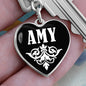 Amy v01w - Heart Pendant Luxury Keychain