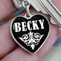 Becky v01w - Heart Pendant Luxury Keychain