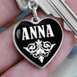 Anna v01w - Heart Pendant Luxury Keychain