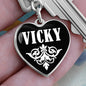 Vicky v01w - Heart Pendant Luxury Keychain